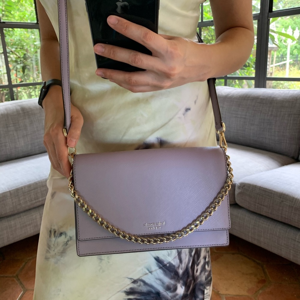 KATE SPADE CAMERON CHAIN LAVENDER CROSSBODY CLUTCH - Picture 7 of 15